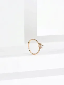 Bague fleur plaquée or zirconium