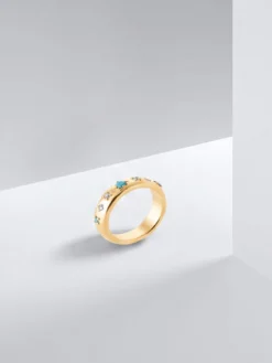 Bague oxyde de zirconium et turquoise