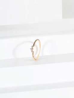 Bague perlée plaquée or zirconium