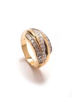 Bague 3 rangs de zirconias blancs