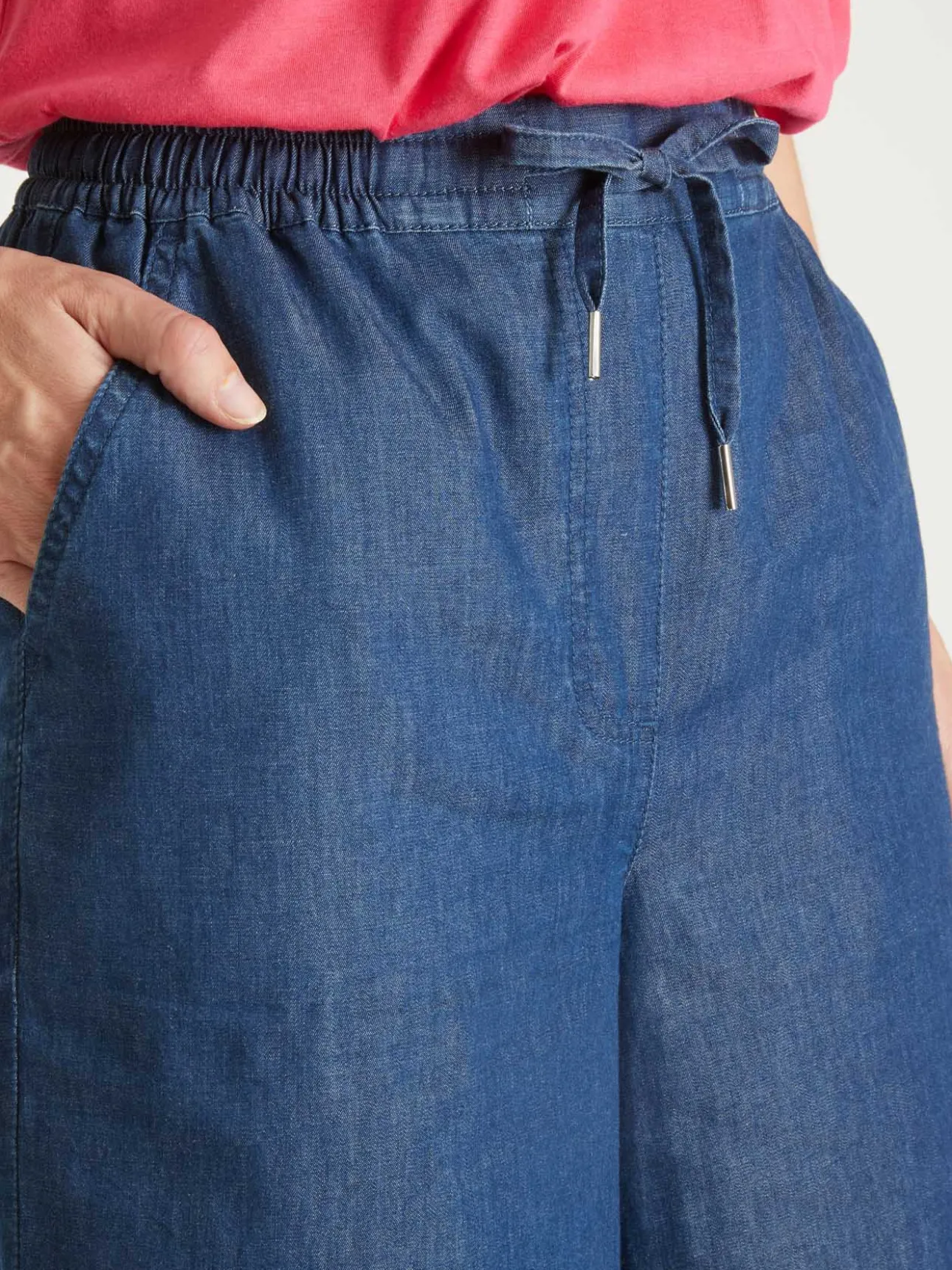 Bermuda en chambray élastiqué