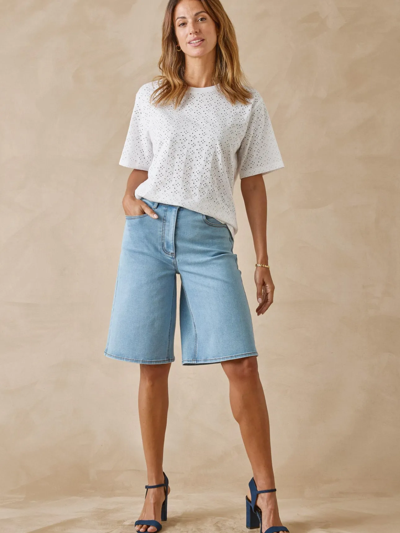 Bermuda en denim stretch