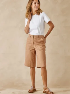 Bermuda en toile extensible avec lin