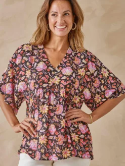 Blouse ample en crêpe fluide