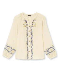 Blouse brodée avec lin