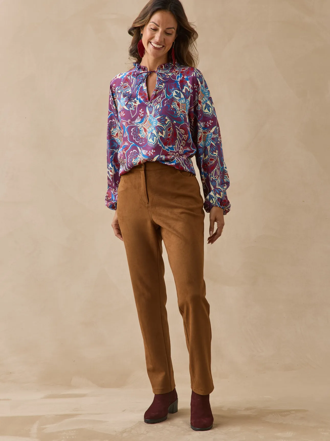 Blouse fluide col volanté