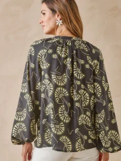 Blouse à fronces manches longues