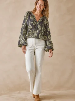 Blouse à fronces manches longues