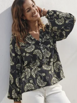 Blouse à fronces manches longues