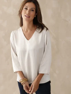 Blouse manches 3/4 effet satiné