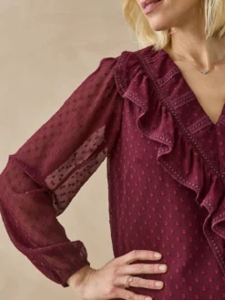 Blouse plumetis détails macramé