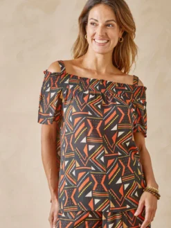 Blouse évasée en crêpe