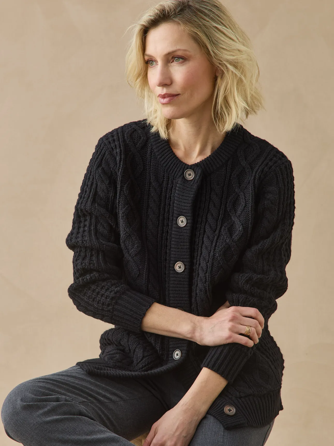 Cardigan torsadé col rond