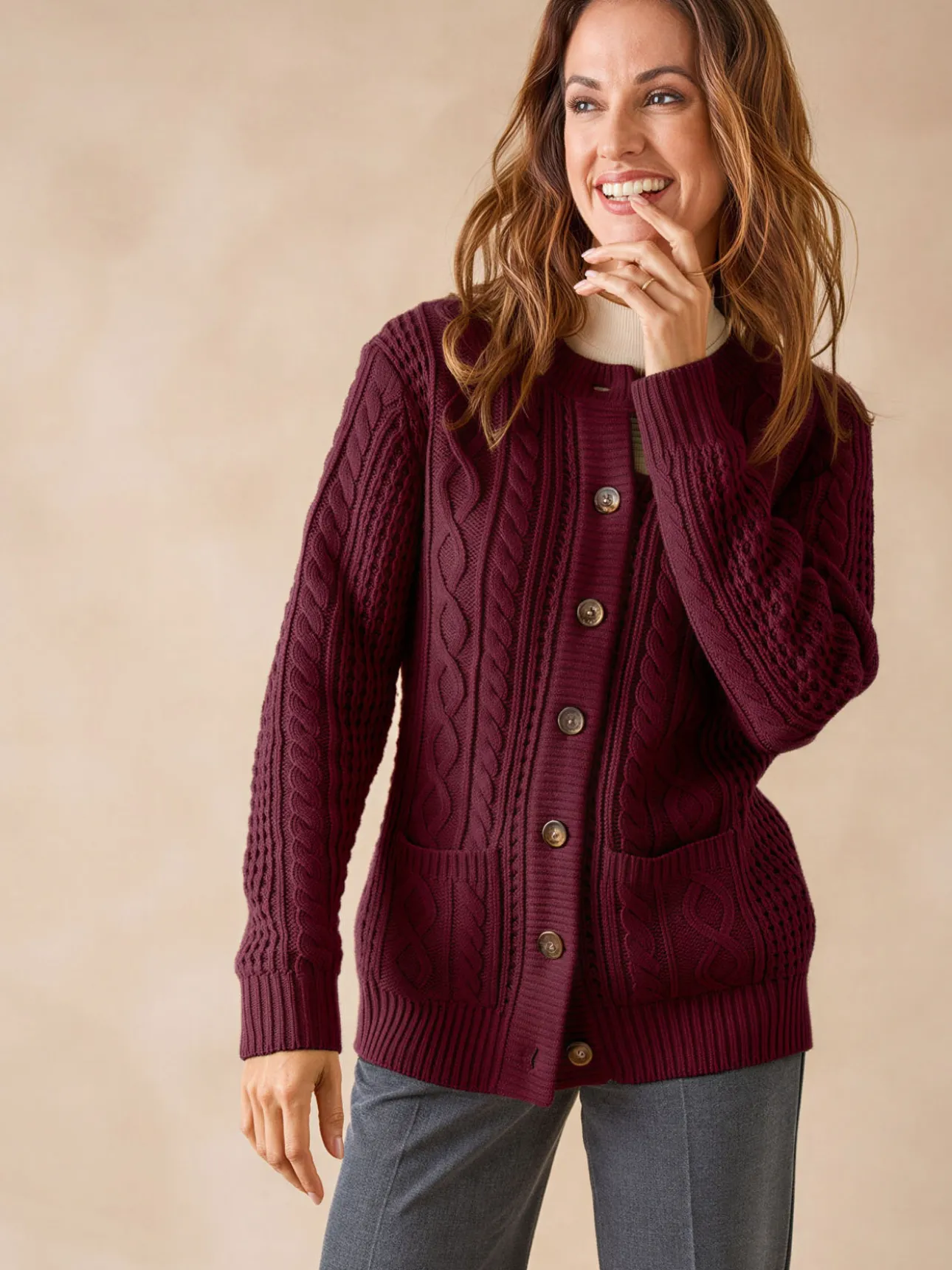 Cardigan torsadé col rond
