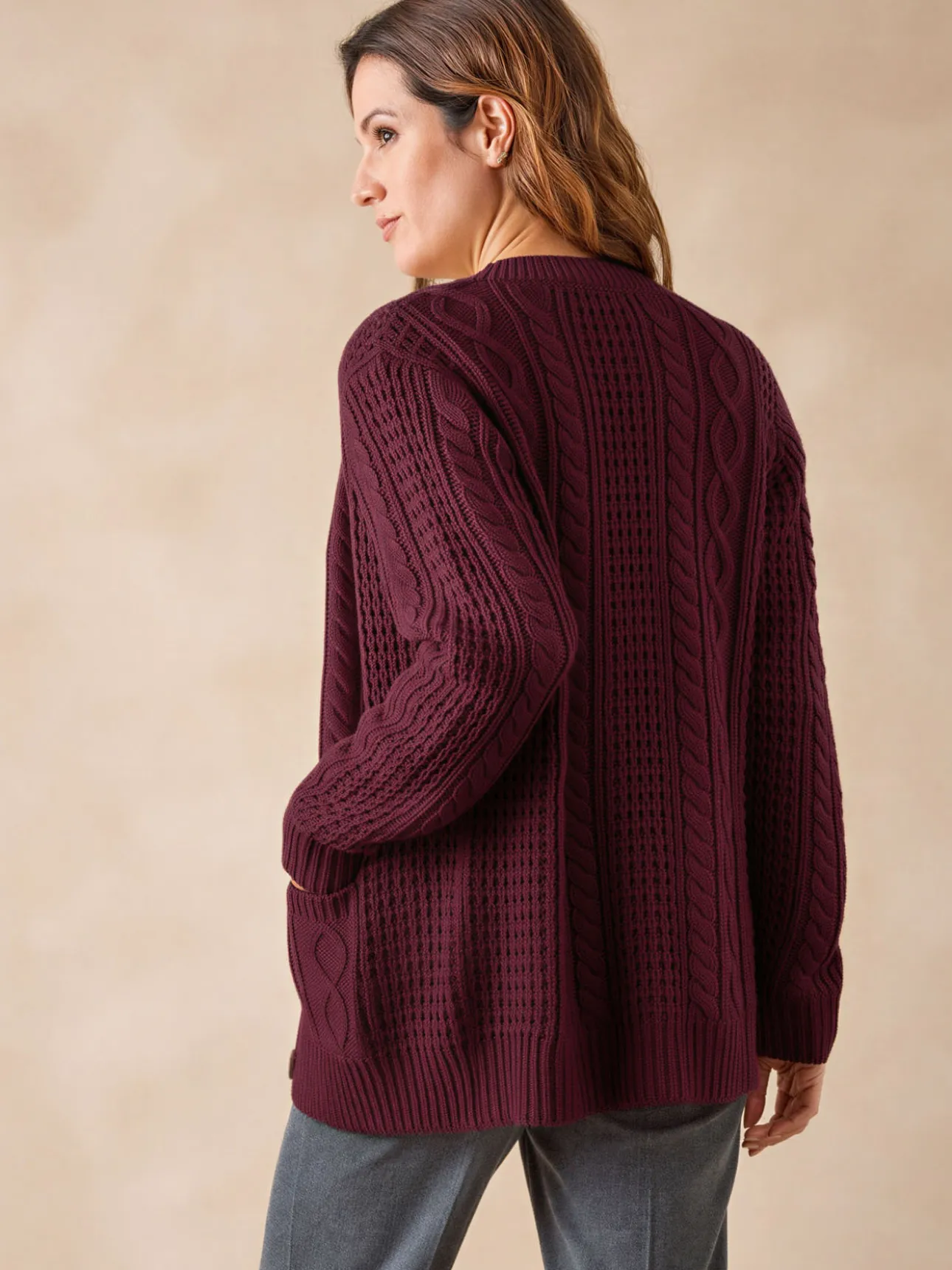Cardigan torsadé col rond