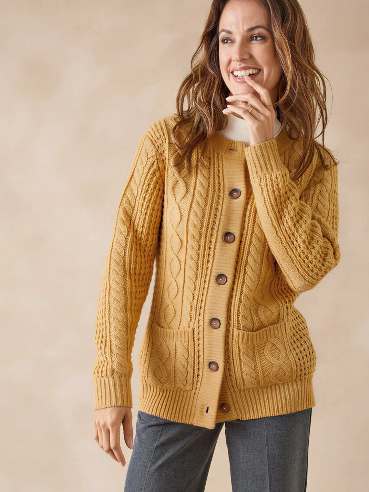Cardigan torsadé col rond