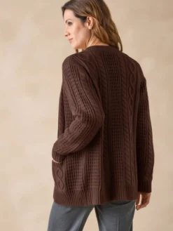 Cardigan torsadé col rond