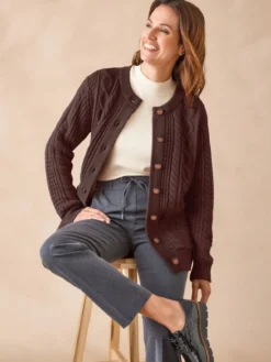 Cardigan torsadé col rond