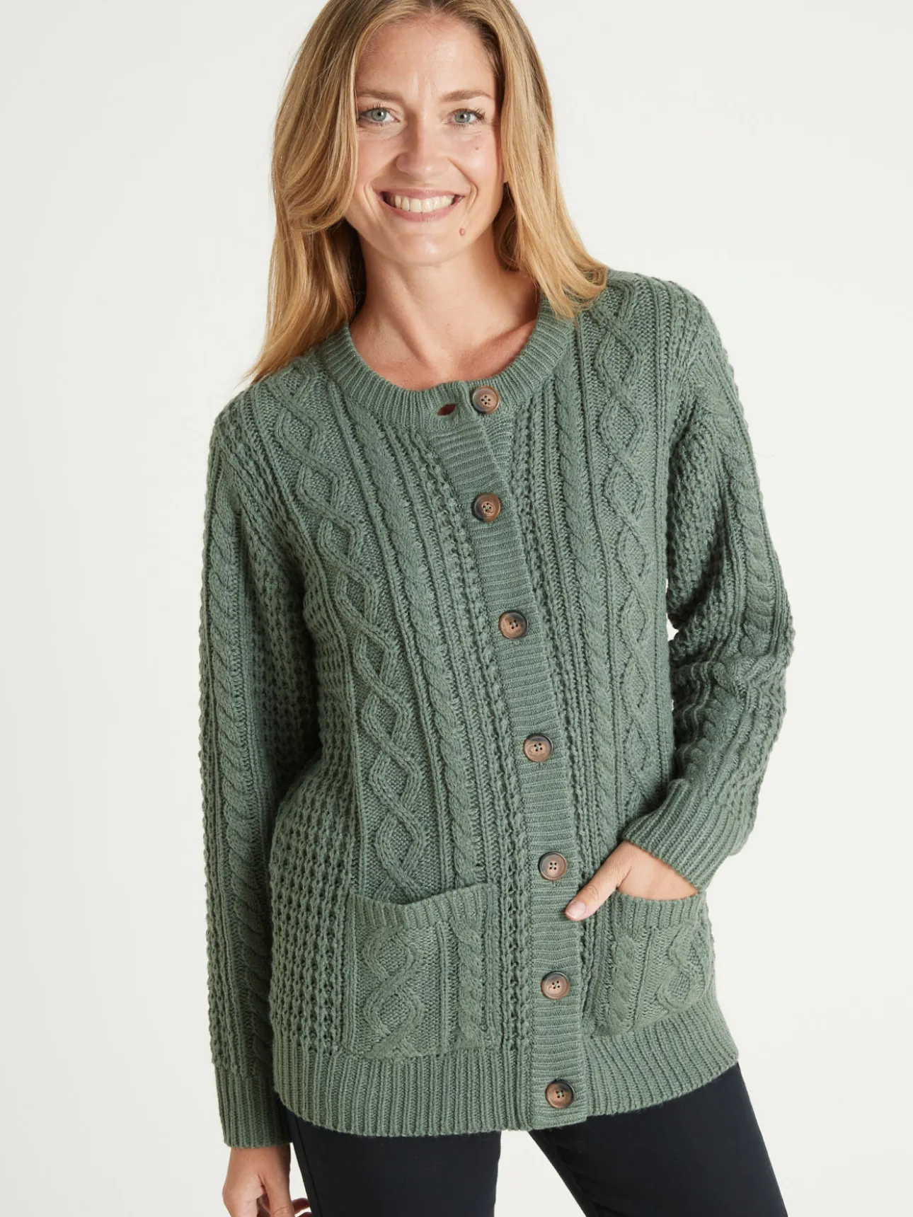 Cardigan torsadé col rond