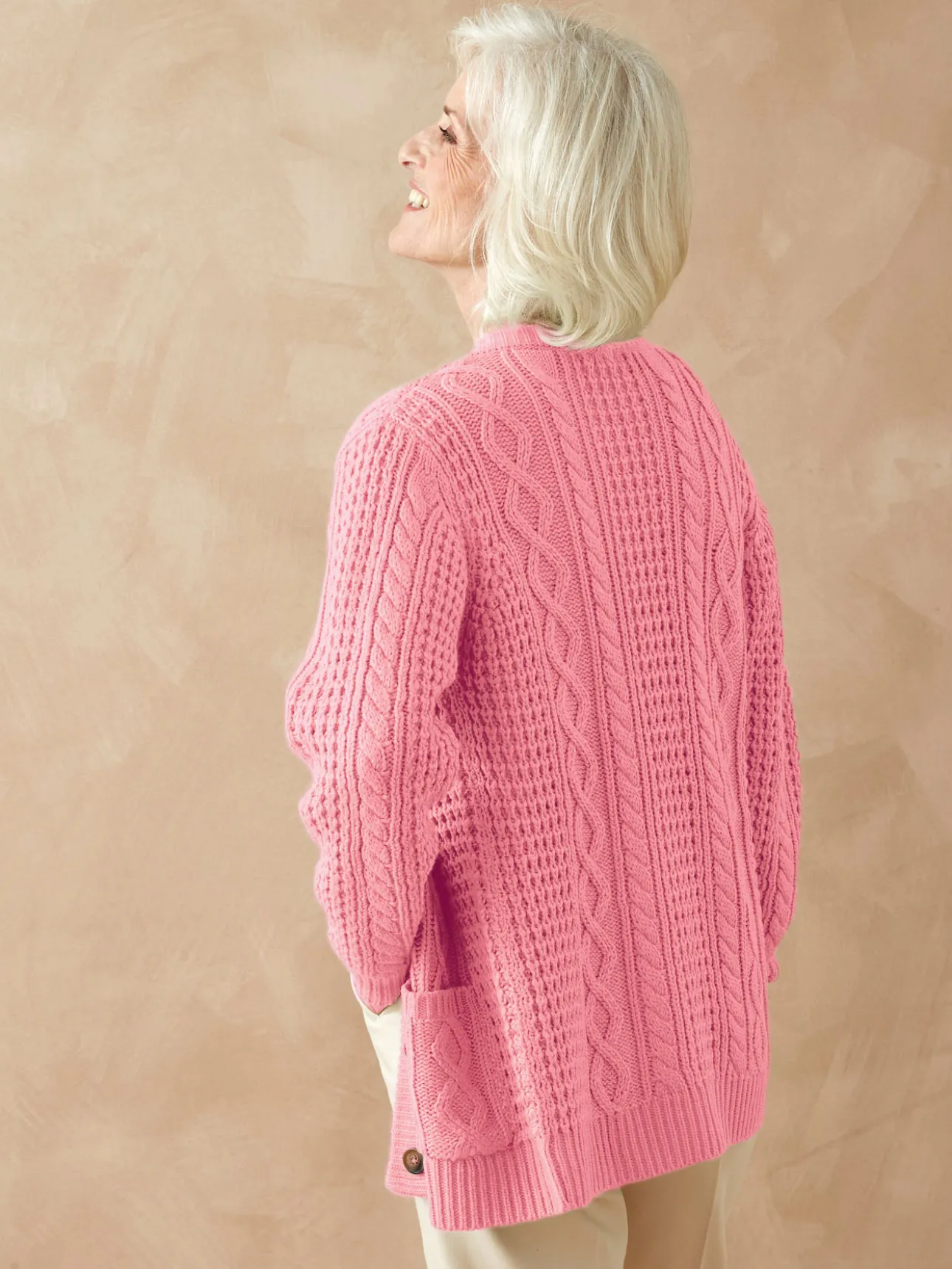 Cardigan torsadé col rond