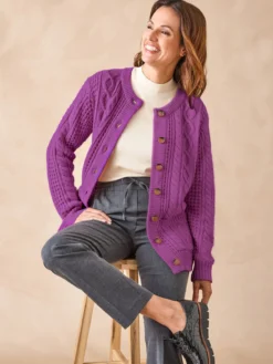 Cardigan torsadé col rond