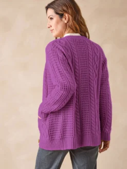 Cardigan torsadé col rond