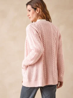 Cardigan torsadé col rond