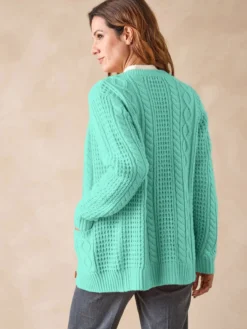 Cardigan torsadé col rond