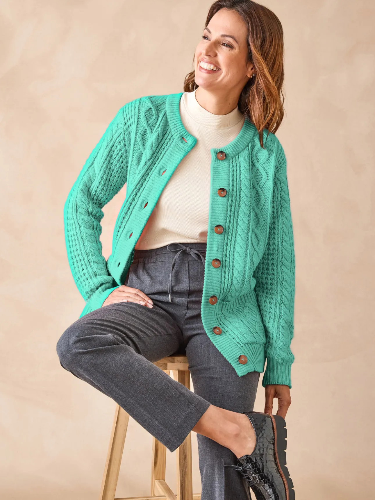 Cardigan torsadé col rond
