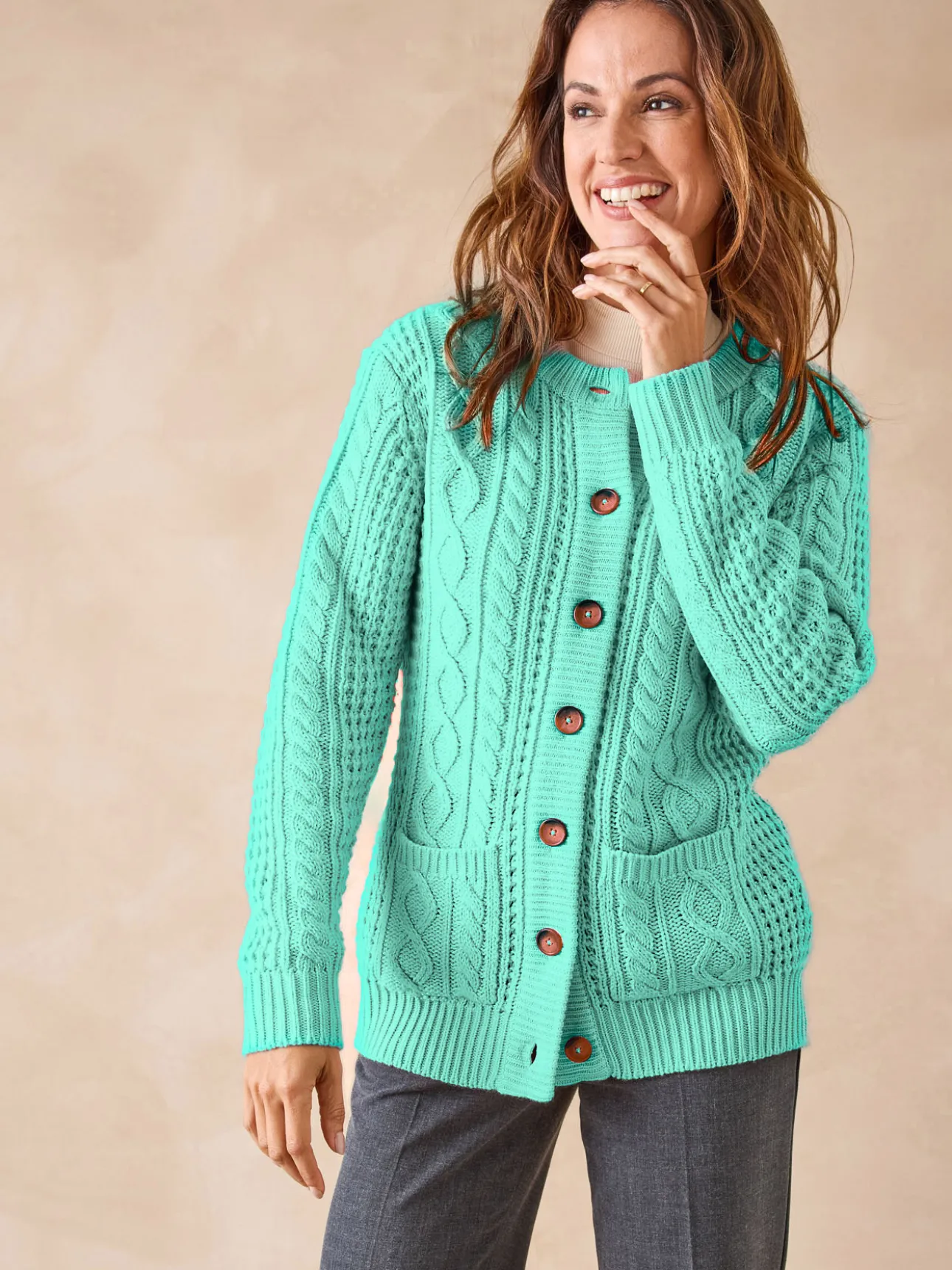 Cardigan torsadé col rond