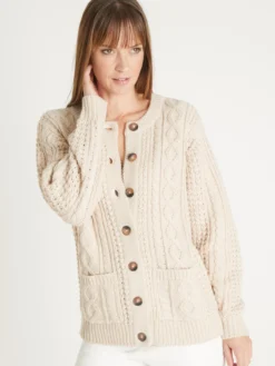 Cardigan torsadé col rond