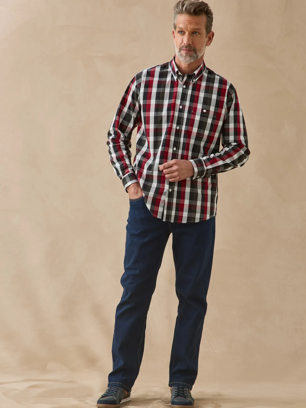 Chemise à carreaux manches longues