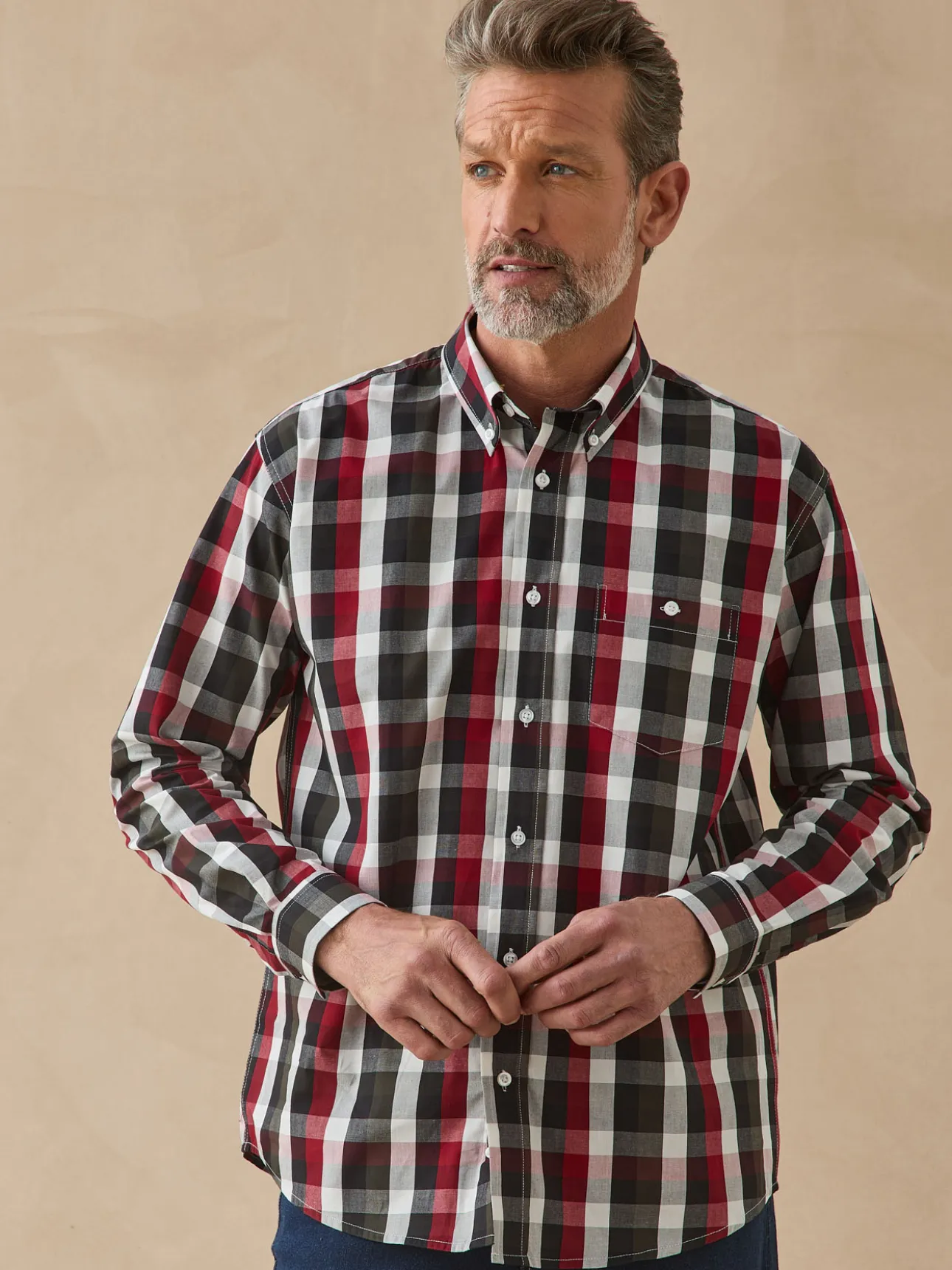 Chemise à carreaux manches longues