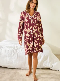 Chemise de nuit liquette manches longues