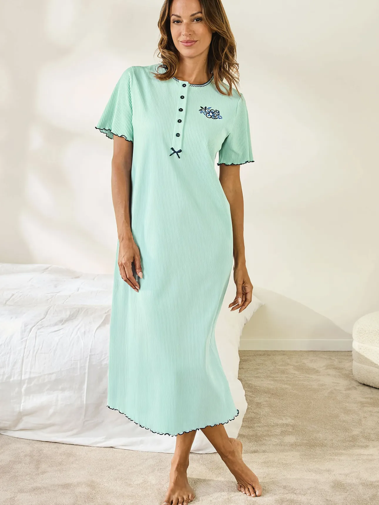 Chemise de nuit longue interlock