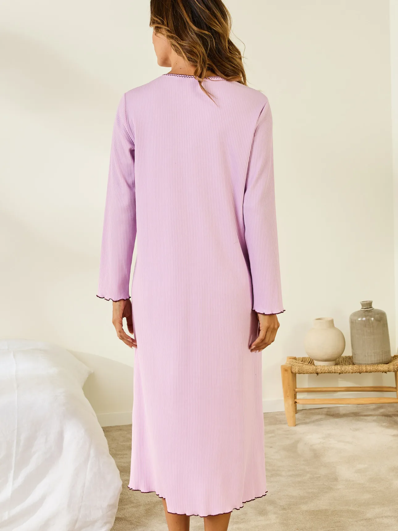 Chemise de nuit longue, interlock