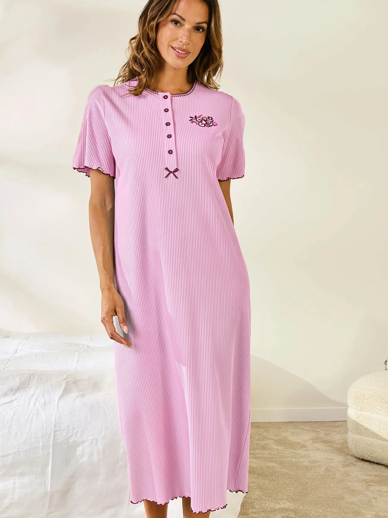 Chemise de nuit longue interlock