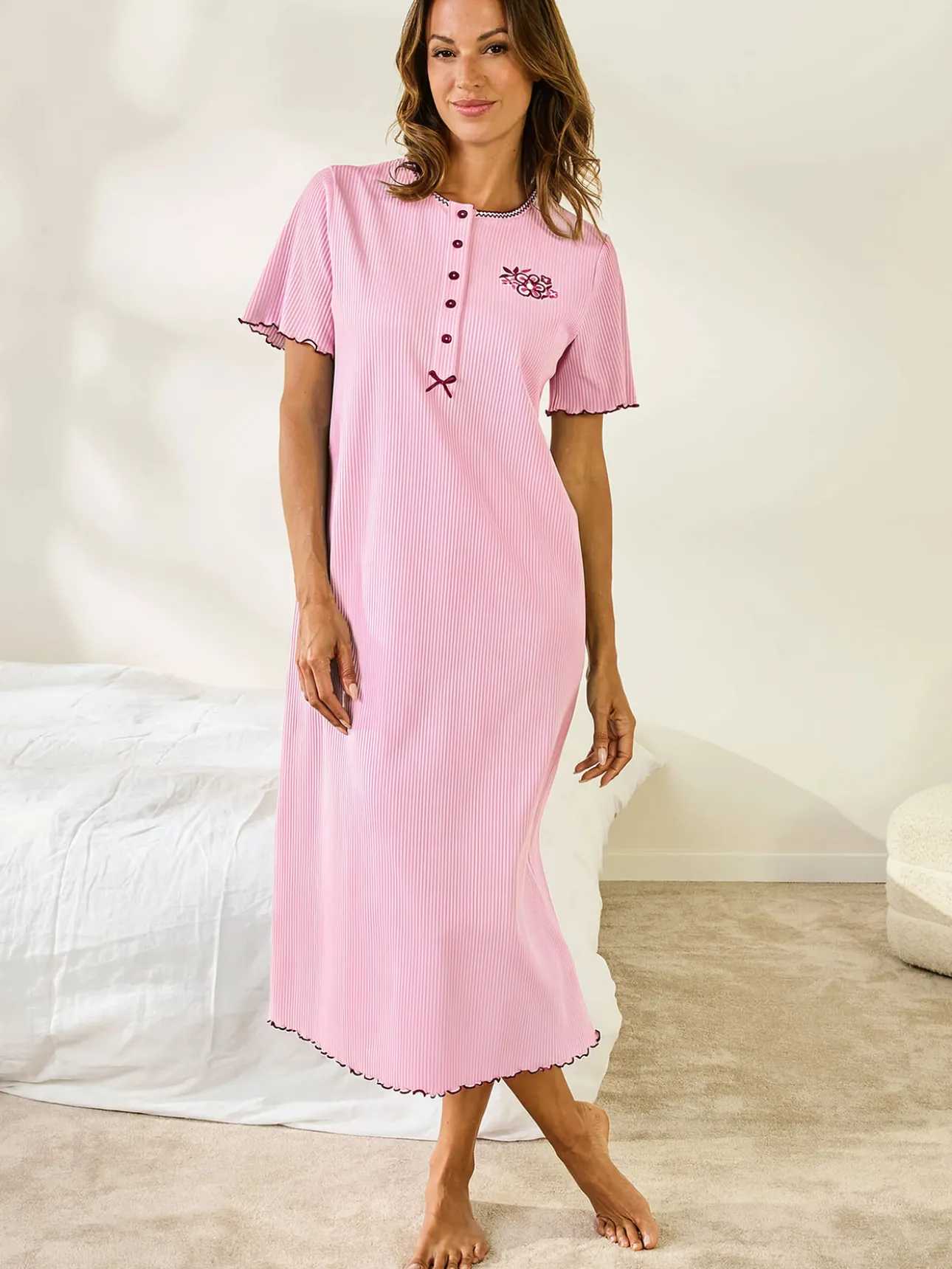 Chemise de nuit longue interlock