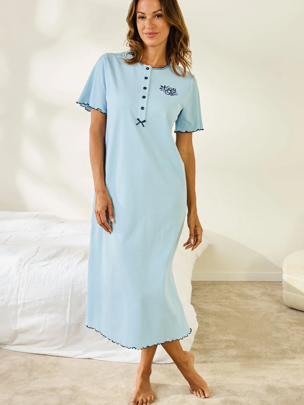 Chemise de nuit longue interlock