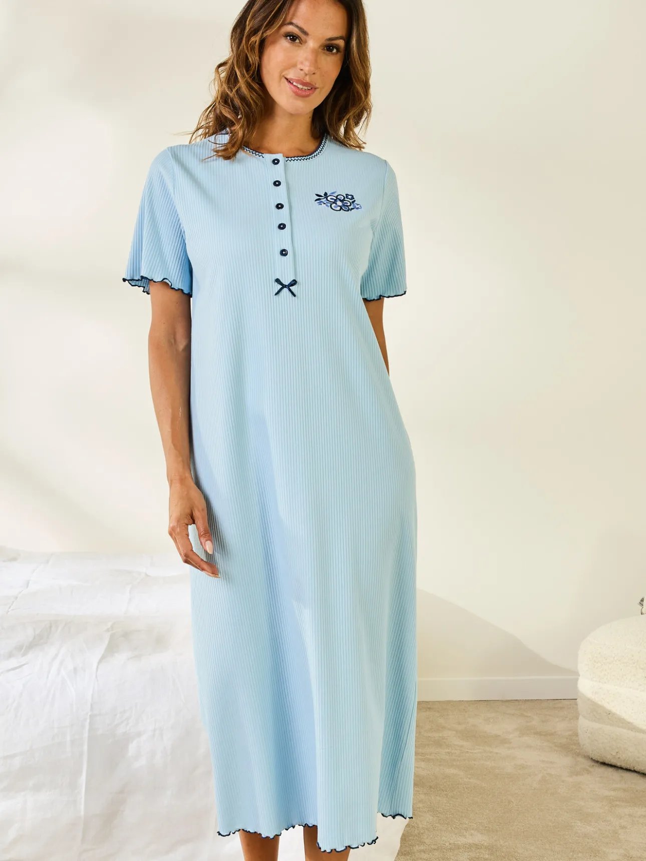 Chemise de nuit longue interlock