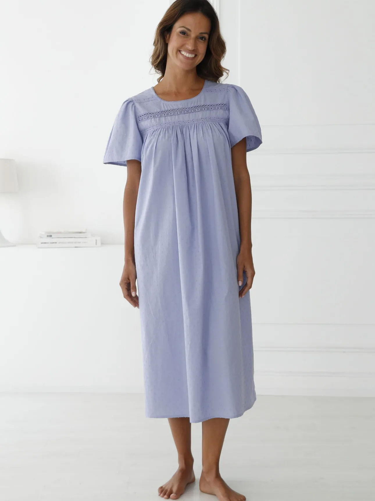 Chemise de nuit évasée en plumetis