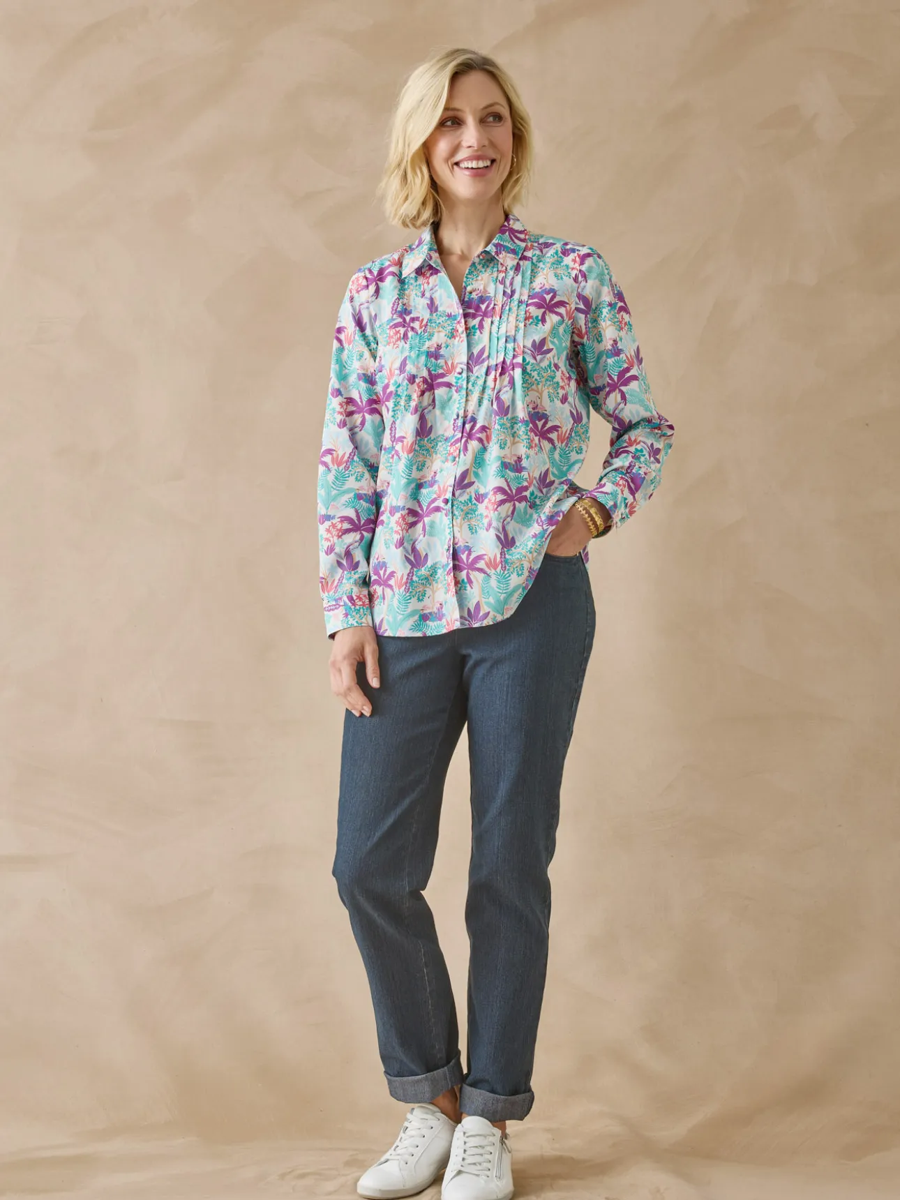 Chemisier effet plastron manches longues