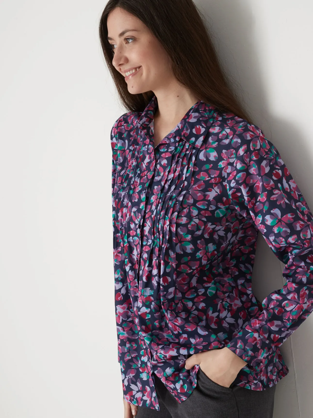 Chemisier effet plastron manches longues