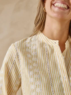 Chemisier rayé broderie anglaise