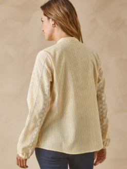 Chemisier rayé broderie anglaise