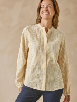 Chemisier rayé broderie anglaise