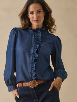 Chemisier volanté en denim