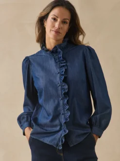 Chemisier volanté en denim