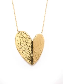 Collier cœur doré acier