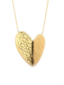 Collier cœur doré acier